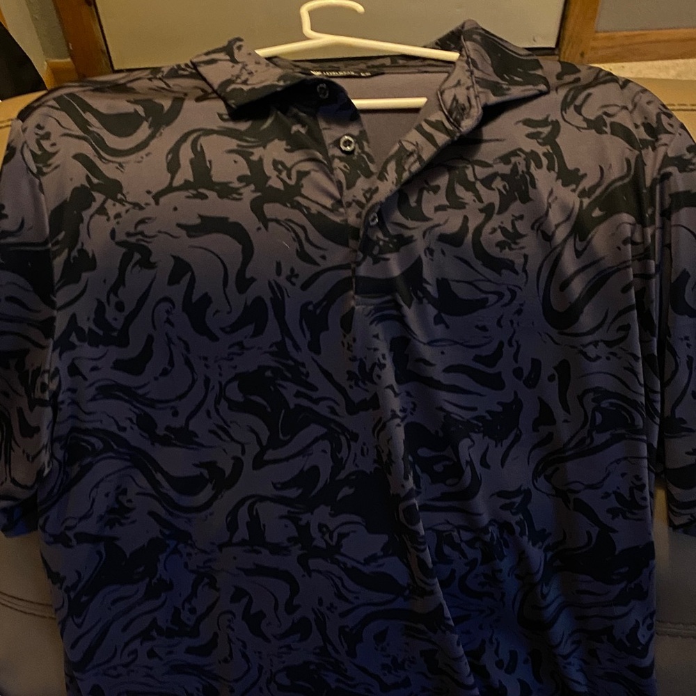 Black and Gray Patterned Polo